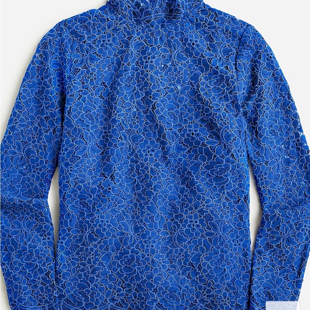 NWOT J. Crew Scalloped lace mockneck top - Picture 4 of 11